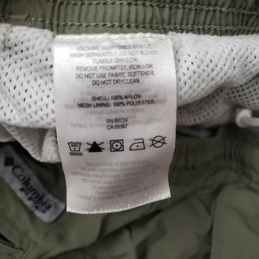 Columbia PFG Shorts Mens Medium Green Omni-Shade Drawstring Fishing Hiking Camp